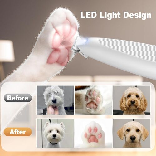Silent Dog Paw Clipper Dog Cat Professional With Led Light,Usb Rechargeable Pet Grooming For Paws,Eyes,Ears,Face,Body