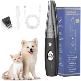 Tondeuse Chien, Tondeuse Patte Chien Entre Coussinets Avec Aspiration De Poils, Rechargeable Par Usb, 2 Vitesses, Faible Bruit, Tondeuse Animaux Silencieuse Pour Pattes, Oreilles, Yeux, Visage