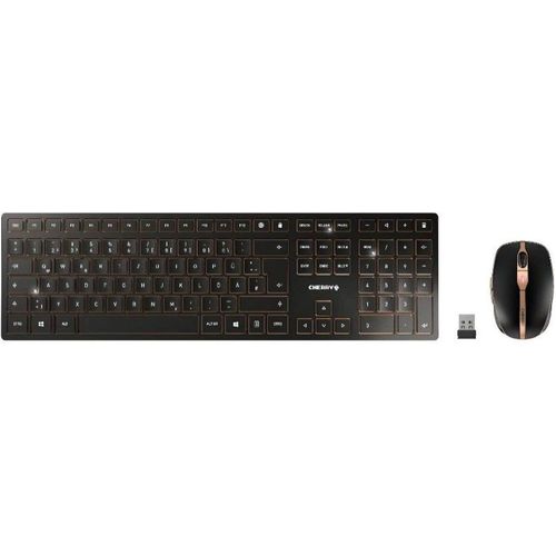 Dw 9000 Slim, Ensemble Clavier Et Souris Sans Fil, Disposition Eu (Qwerty), Bluetooth & Radio 2,4 Ghz, Touches Silencieuses, Rechargeable, Noir Bronze