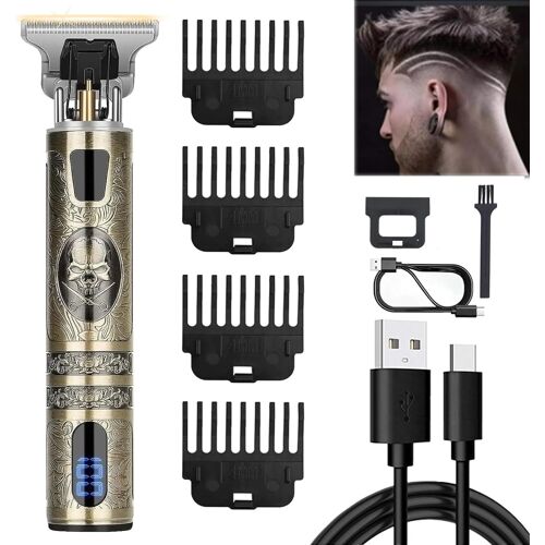 Tondeuse Cheveux Hommes,Tondeuse Barbe Et Cheveux Homme-Tondeuse Professionnelle Ipx7,Lame T Zéro Écart,4 Peignes (1.5-4mm),Rechargeable Usb Pour Coupe Précise