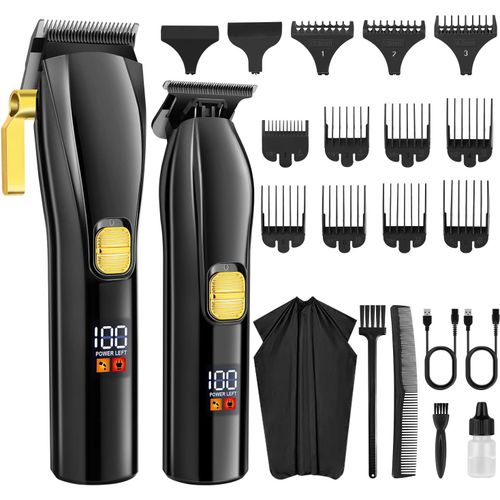 Tondeuse à Cheveux Homme Professionnelle, Tondeuse De Barbe Pour Kit De Coupe De Cheveux, Set De Tondeuses à Cheveux Machine Sans Fil Avec écran LCD, Appareil De Argent