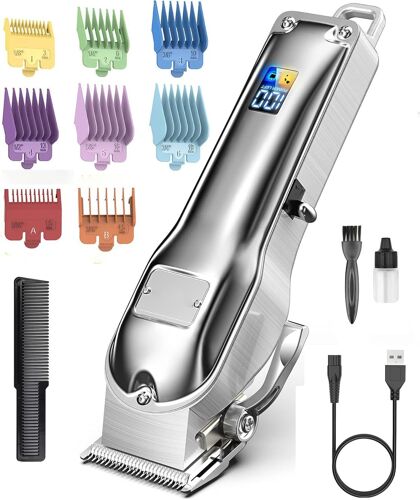 Tondeuse À Cheveux Professionnelle Avec Écran Lcd,Peignes De Couleur Et Accessoires Pour Adultes Unisexe 