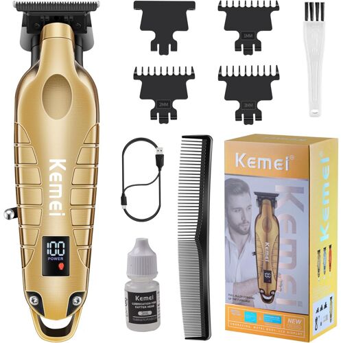 2293 Tondeuse Professionnelle Pour Hommes Avec Lame En T,Rechargeable Sans Fil,Or