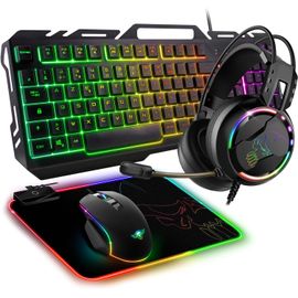 - Ultimate 300, Pack Clavier Souris Gamer 4En1, Casque Gaming & Tapis Rgb, Pour Pc, Ps5, Ps4, Xbox One, Clavier Gamer Azerty Fr, Touches Anti-Ghosting, Souris Gamer 8 Boutons 8000 Dpi