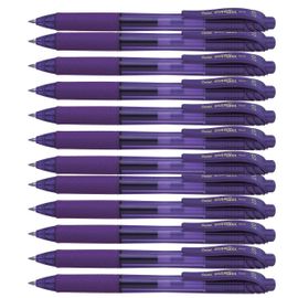 Pentel Lot De 12 Rollers Encre Gel Rétractable Energel X Bl107 Pointe 0,7 Mm Violet
