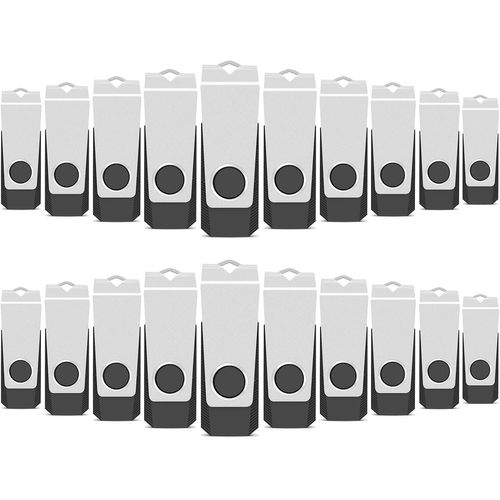 ChenQuanSarl-Lot De 20 Clés Usb 2 Go - Clé Usb 2.0 Haute Vitesse - Rotation Noire.