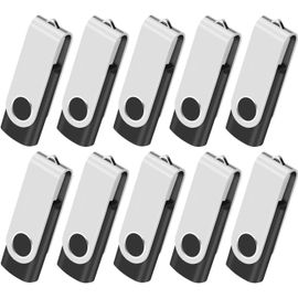 Pack of 10 8GB USB 2.0 Flash Drive Memory Stick Storage Rotating Pendrive Disk for Laptop/PC/Car (Black)