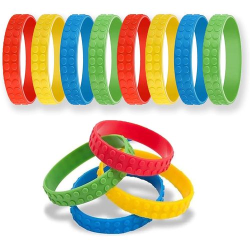 KALSW-8 Pcs Bracelets De Blocs De Construction,Bracelets En Silicone De Brique Colorée,Pour Goodie Bag Fillers Carnival Prize Party Friends Anniversaire Fournitures