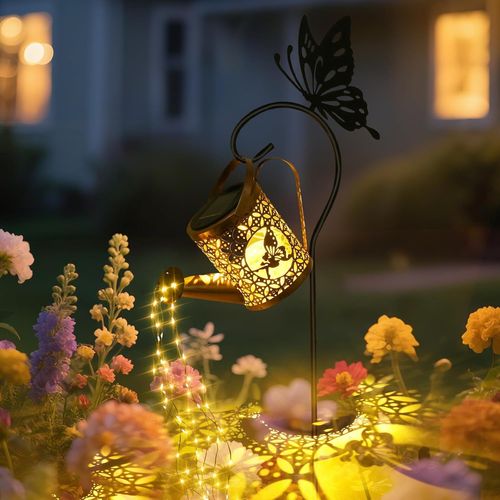 Kaltd-Lampes Solaires Extérieur Arrosoir,Lampes Solaires D'extérieur Avec Guirlande,Lampes En Métal Imperméable À L'eau Avec Support,Décoration Vintage Lumière Led Pour Chemin/Cour/Terrasse