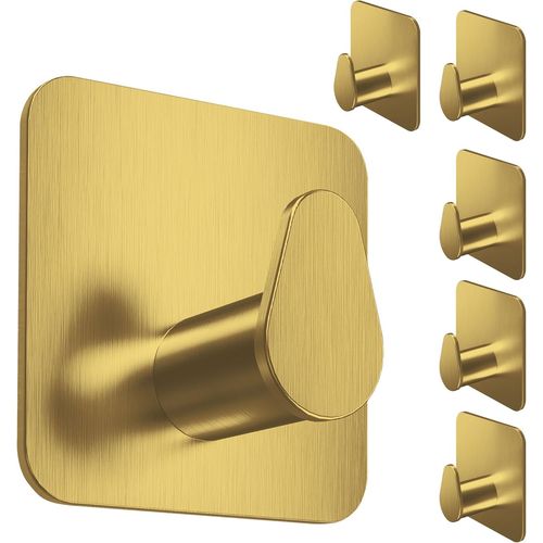 Accroche-Serviette Sans Perçage set de 6 - Porte serviettes de salle de bains Modernes Blanc - Crochet adhésif mural en inox