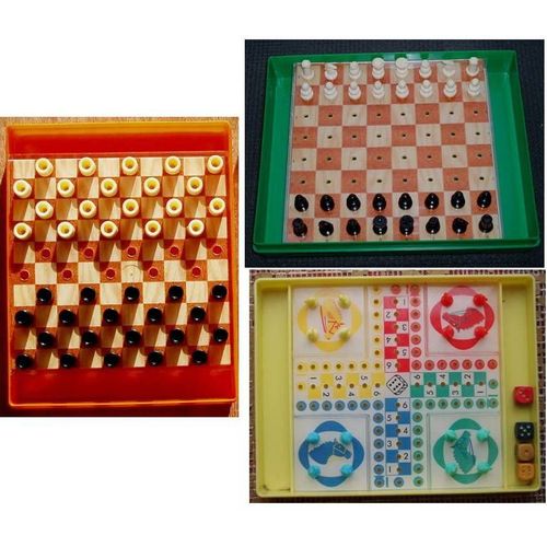 Jeux De Voyage - Dames + Échecs + Petits Chevaux