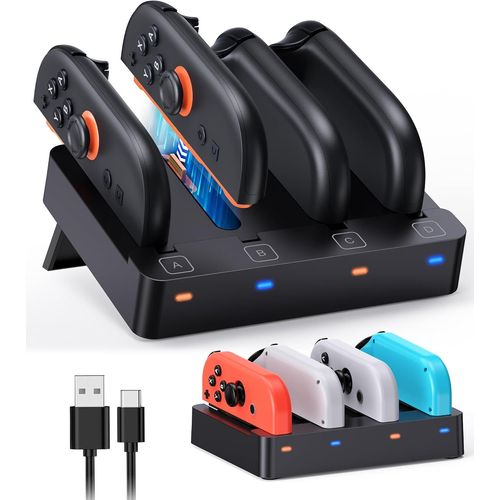 Eryi-4-En-1 Chargeur Pour Nintendo Switch 2 (2025) /Switch 1 (2017) /Switch Oled - Accessoires De Station De Charge Pour Joycon 2 & 1 Manette De Compact Avec Indicateur Led
