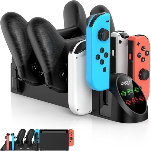 Chargeur Compatible Avec Nintendo Switch Pour Joycons, Support De Chargeur Multifonction Pour Manette De Commutation Avec 2 Ports Usb (Noir)
