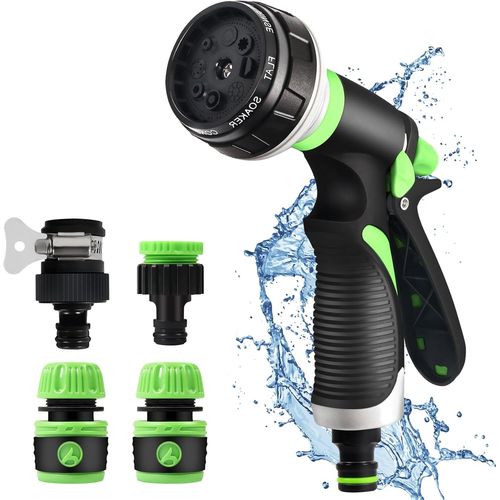 Pistolet d'arrosage,Pulvérisateur de Jardin,8 Modes d'Arrosage Pistolet Arrosoir avec 4 Interface pour le Lavage des Voitures,les Jardins,les Plantes,les Animaux domestiques.