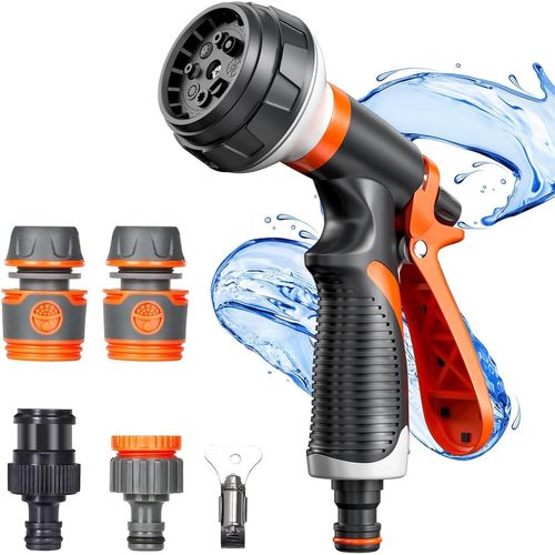 Pistolet Arrosage, Embout Tuyau Jardin, Pistolet Arrosoir Haute Pression 8 Modes D'Arrosage Réglable Avec 4 Interface Pour Le Lavage Des Voitures Jardins Plantes Animaux Domestiques