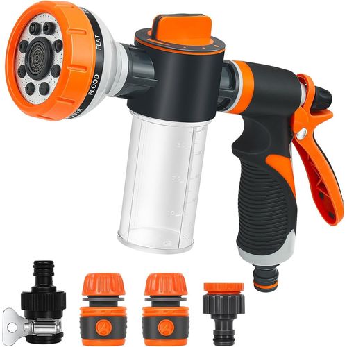 KALANKA-Pistolet d'arrosage, Pulvérisateur de Jardin, 8 Modes d'Arrosage Pistolet Arrosoir avec 4 Interface pour le Lavage des Voitures, les Jardins, les Plantes, les Animaux domestiques
