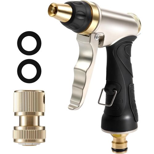 Pistolet D'Arrosage Avec Buse En Laiton, Robuste Et Haute Pression, Réglable De Jet À Pulvérisation, Pour Laver La Voiture Et Les Animaux Domestiques, Le Jardin/Nettoyage De Trottoir