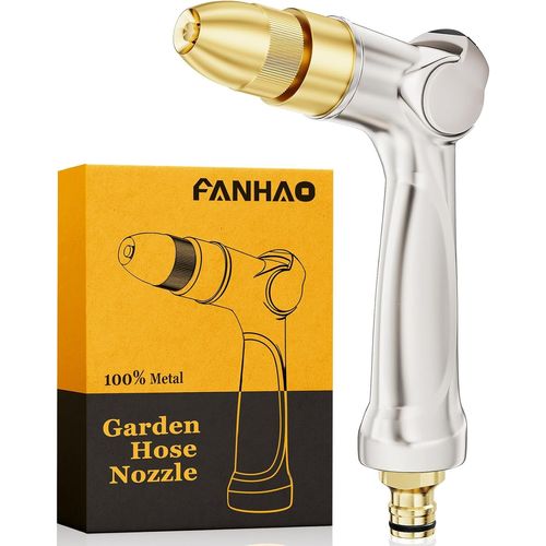 Professionnel Pistolet Arrosage, 100% Metal Avec Réglable Modes Pistolet D'Arrosage Haute Pression, Valve Marche/Arrêt À Régler Avec Le Pouce Pour Pelouses, Voitures Et Des Animaux