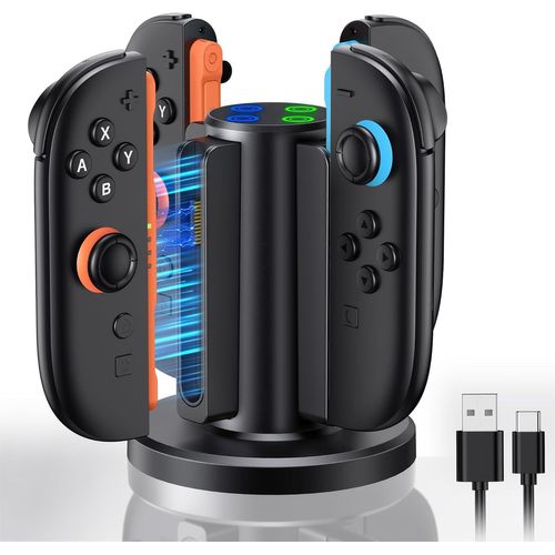 2-Way Charging Station for Nintendo Switch 2 Controller (2025),Quick Dock for Joycon 2,Magnetic Charging Stand for Switch 2,Accessories with LED Display and Cable