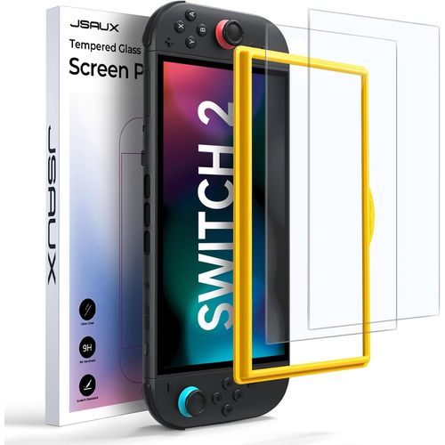 Gjfty-Verre Trempé Anti-Reflets Compatible Avec Nintendo Switch 2 2025 [Lot De 2], Couverture Intégrale Vitre Protection D'écran, Facile À Installer Avec Le Cadre De Guidage (Version Améliorée)
