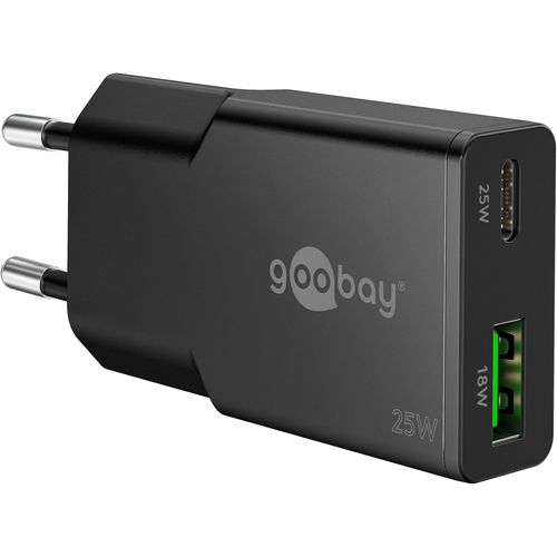 Wwp-Chargeur Usb C Gan 25w, Super Slim Dual Port Alimentation Avec Power Delivery & Quick Charge, Chargeur Rapide Plat Pour Iphone 15/14, Samsung Galaxy S24/S23, Ipad, Tablet - Noir - 75733