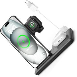 Eryi-Chargeur Induction Sans Fil - 3 En 1 De 15w Wireless Charge Magsafe Station For Phone 16 15 14 13 12 11 Pro Max Plus, Earbuds Pro 4 3, Watch Ultra 10 9 8 7 6 5 4 3, Avec Prise 20w Et Cable 1m