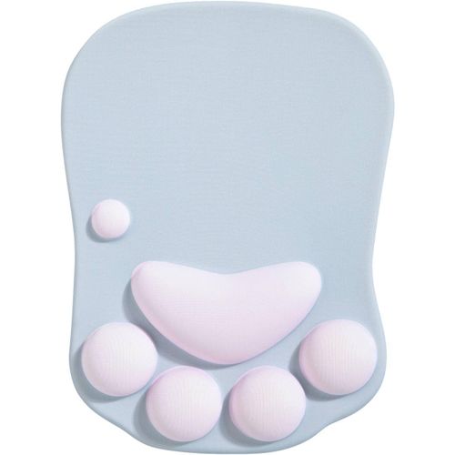 Mouse Pad with Wrist Rest,Ergonomic Mouse Pad,Kawaii Cat Mouse Pad,Silicone Gel Mouse Pad,Non-Slip Base for Home/Office/Gaming,Grey and Pink