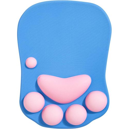 Mouse Pad with Wrist Rest,Ergonomic Mouse Pad,Kawaii Cat Mouse Pad,Silicone Gel Mouse Pad,Non-Slip Base for Home/Office/Gaming,Blue and Pink