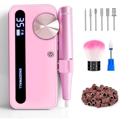 Ponceuse Pour Ongles Professionnelle 35000 Rpm, Lime À Ongles Electrique Rechargeable Pour Enlever Et Polir Le Gel Acrylique Ongles, Perceuse À Ongles Avec Kit De Salon, Rose-Bleu 