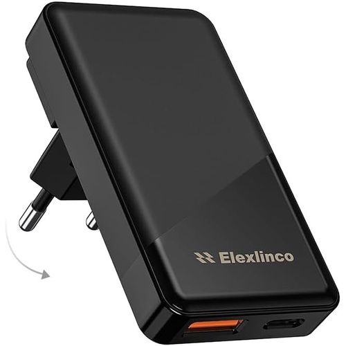 Eryi-Chargeur Usb C 65 W, Gan Chargeur Rapide, Compact Et Pliable À 2 Ports, Prise Usb C Pour Macbook Pro/Air, Ipad Pro, Iphone 16 15 14 13, Galaxy S24/S23, Note20, Pixel, Etc. (Noir)