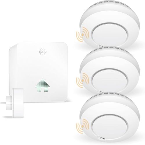 Connects Sf500s Kit Détecteur De Fumée ¿ Kit Complet Avec Connecteur K2 + 3 Détecteurs De Fumée Sans Fil ¿ Avertissement Par Smartphone ¿ Conforme À La Norme En14604