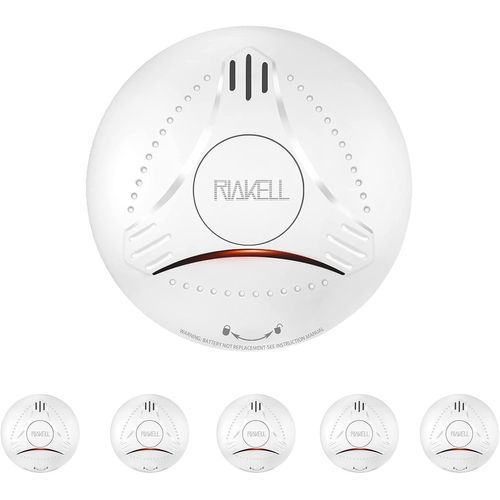 Detecteur De Fumee,Lot De 5,Detecteur D'Incendie,Pile De 10 Ans,Alarme Audible De 85 Db,Certifie 14604,Familledetecteur D'Incendie Avec Capteur Photoelectrique