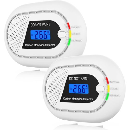 Détecteur de monoxyde de Carbone, détecteur de CO Autonome pour la sécurité Domestique avec écran LCD, indicateur LED, Bouton Silence, Batterie 10 Ans