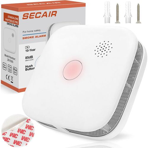 Detecteur de Fumée 10 Ans de Batterie avec Alarme de Fumée 85 DB Détecteur de Fumée,Detecteur de Fumee Conforme à la Norme EN14604