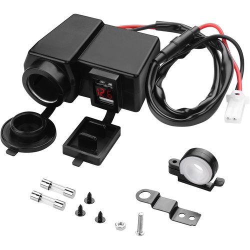Chargeur De Voiture 12 V Double Usb Pour Moto, Adaptateur Étanche Avec Prise Allume-Cigare Et Voltmètre Pour Téléphones/Tablettes/Gps