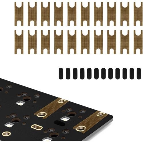Clavier Stabilisateur PCB Film Téflon Clavier Stabilisateur Patins de Commutation 20 Pièces, Stabilisateur Fil d'acier EVA Tampons 12 Pièces (Jaune)
