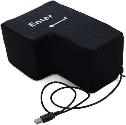 Gros Bouton Entrée, Touche Entrée avec Coussin de Bureau Clavier USB Gadget pour Anti-Stress, Grand Coussin USB en Forme de Touche d¿entrée Coussin, Incassable Entree cle Oreiller de Bureau Oreiller