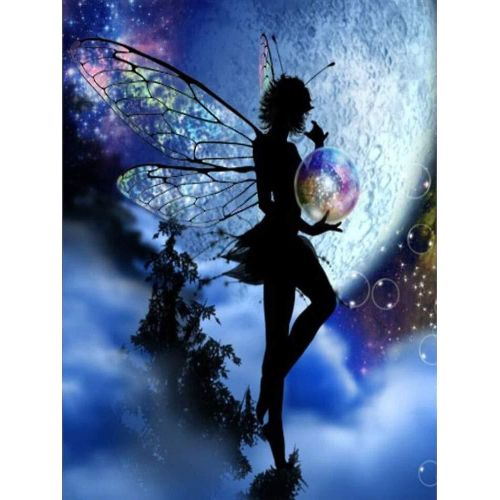 Peinture Au Diamant Plein Strass Papillons Elfes Lune Bulle Bricolage,Bricolage 5d Diamant Broderie Peinture Diamant Mosaïque