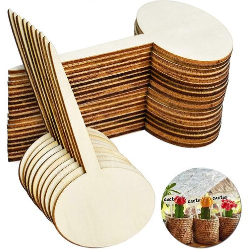 50pcs Durable Plante Tags,Ovale En Forme Plante En Bois Étiquettes Étiquettes De Jardin Imperméables,Étiquette De Jardin