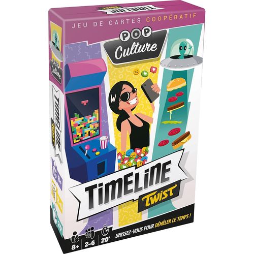 Timeline Twist Pop Culture-Jeu De Société Pour Enfants Dès 8 Ans-Jeu De Cartes-Défi Coopératif-Unissez Vous Pour Démêler Le Temps-2 À 6 Joueurs-20 Min-Version Française