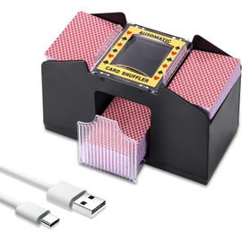 Eryi-Mélangeur De Cartes Automatique, Connexion Usb/4 Piles C (Non Incluses), Mélangeur De Cartes Automatique À 4 Étages, Mélangeur De Cartes Électrique Pour Fête À Domicile, Poker, Blackjack Uno