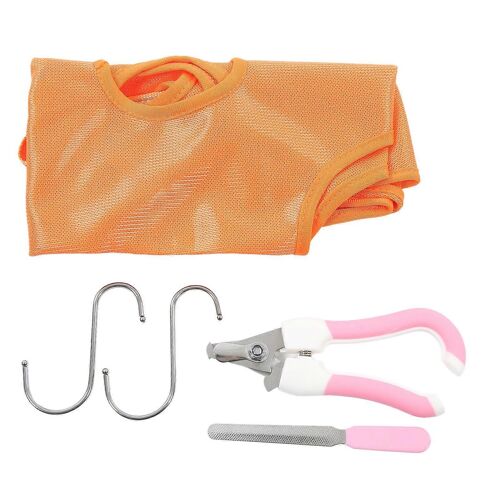 Hamac De Beauté Pour Animaux De Compagnie, Serviette Sèche, Avec Ciseaux, Crochet, Ponceuse, Durable Et Respirant, Orange, Taille L