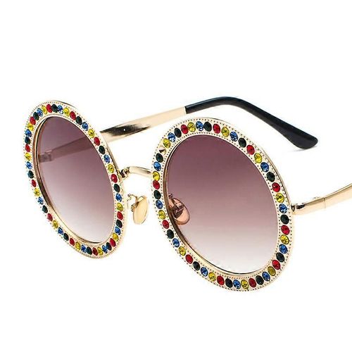 Nouveau produit,Lunettes de soleil rondes en strass surdimensionnées brillantes Festival Gem Sunnies Sj1095