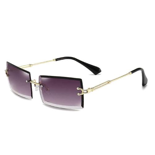 Lunettes de soleil rectangulaires vintage pour femmes hommes mode rétro lunettes carrées montures sans monture lentille lunettes