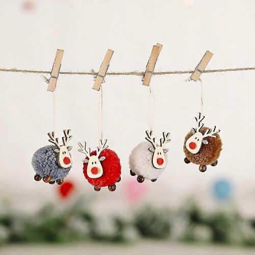 12pack De Noël Mignon Feutre De Laine En Bois De Wapiti Pendentifs Décorations De Sapin De Noël,Lovel