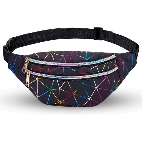 2025 - Sac banane holographique en cuir PU, sac ceinture brillant pour festival, rave, pour femme