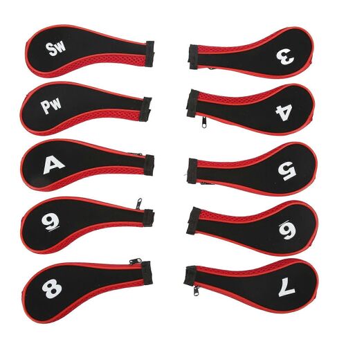Lot De 10 Housses De Protection Pour Tête De Club De Golf En Néoprène Pour Bois, Fers Et Golfeurs Amateurs De Golf, Rouge