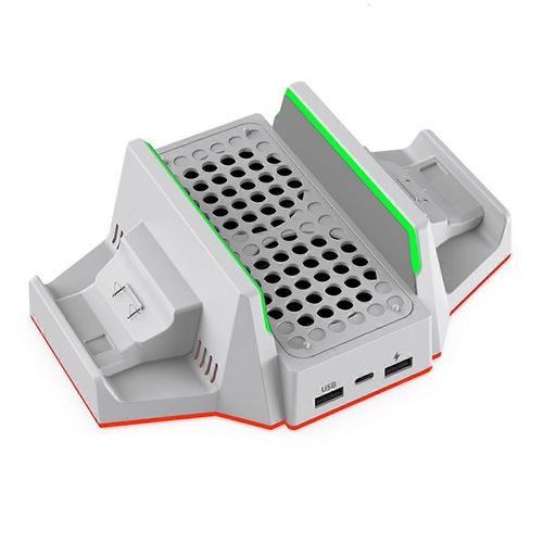 Pour Xbox Series S Support De Ventilateur De Refroidissement Rgb Avec Double Manette Blanc