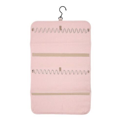 Organisateur De Bijoux De Voyage Sac De Rangement De Bijoux De Voyage En Nylon Pliable Pour Collier Boucles D'oreilles Bagues Rose