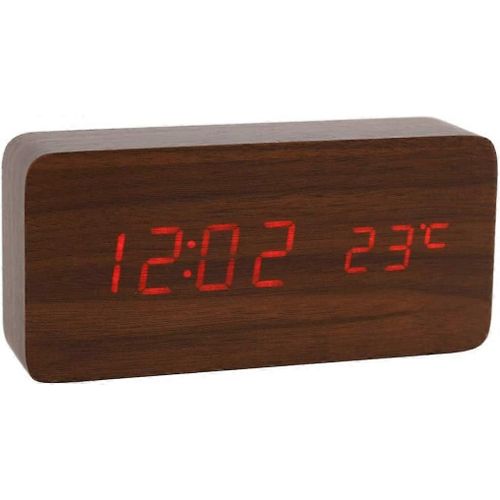 Horloge Numérique En Bois - Réveil Led Multifonction Avec Affichage De L'heure, De La Date Et De La Température